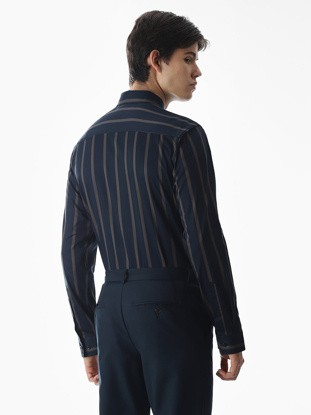 Slim Fit Striped Shirt - Dark Blue