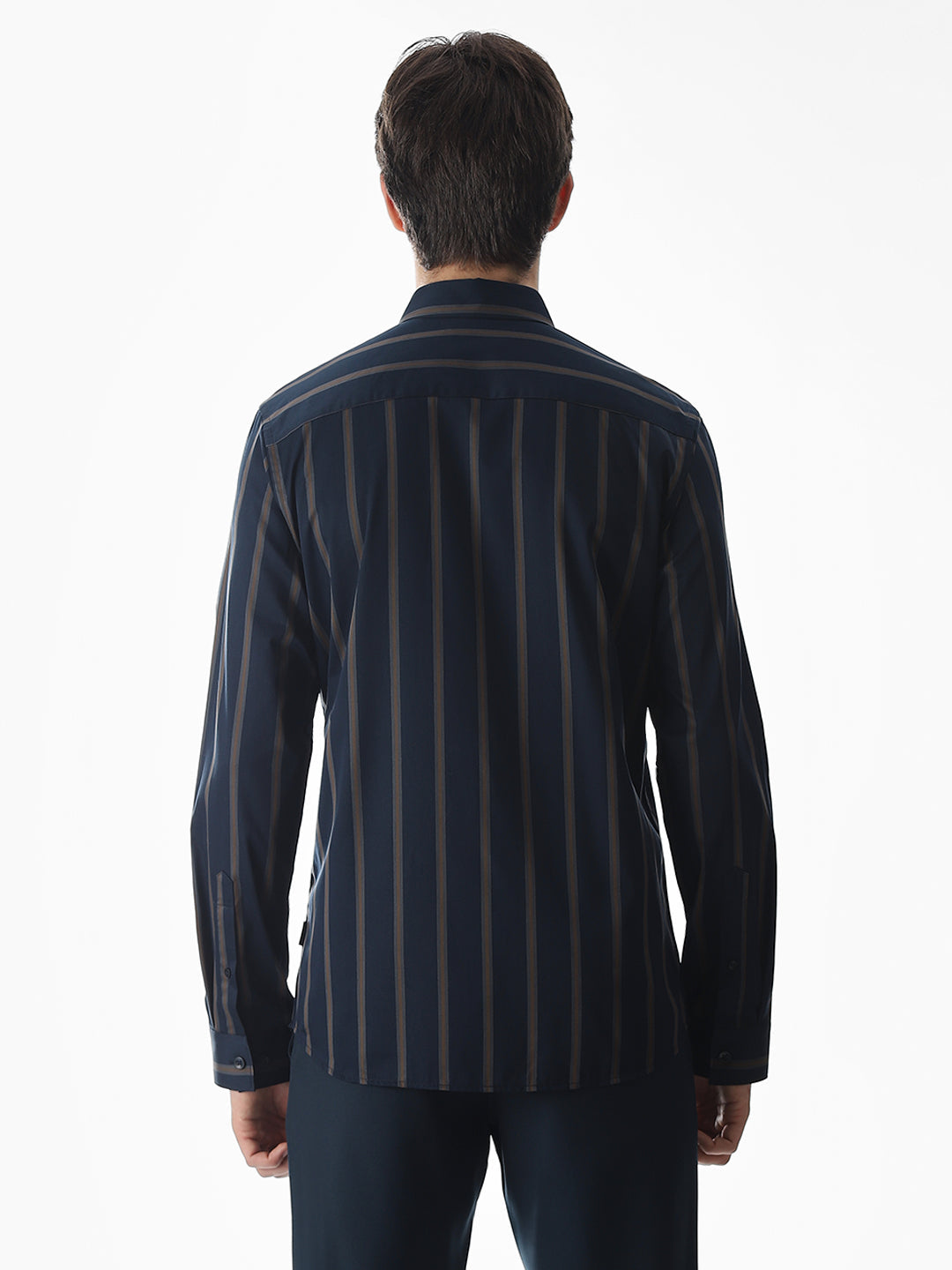 Slim Fit Striped Shirt - Dark Blue
