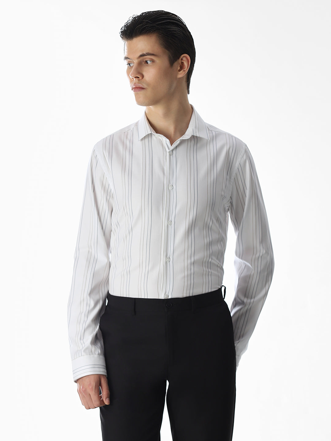 Slim Fit Striped Shirt - White