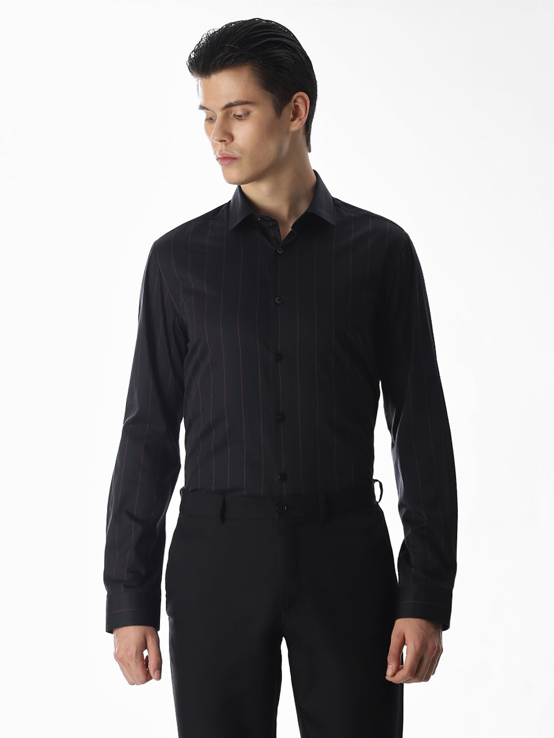 Black Striped Cotton Shirt