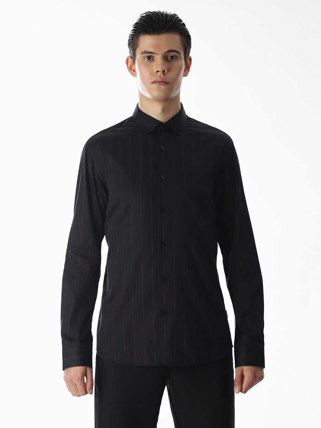 Black Striped Cotton Shirt
