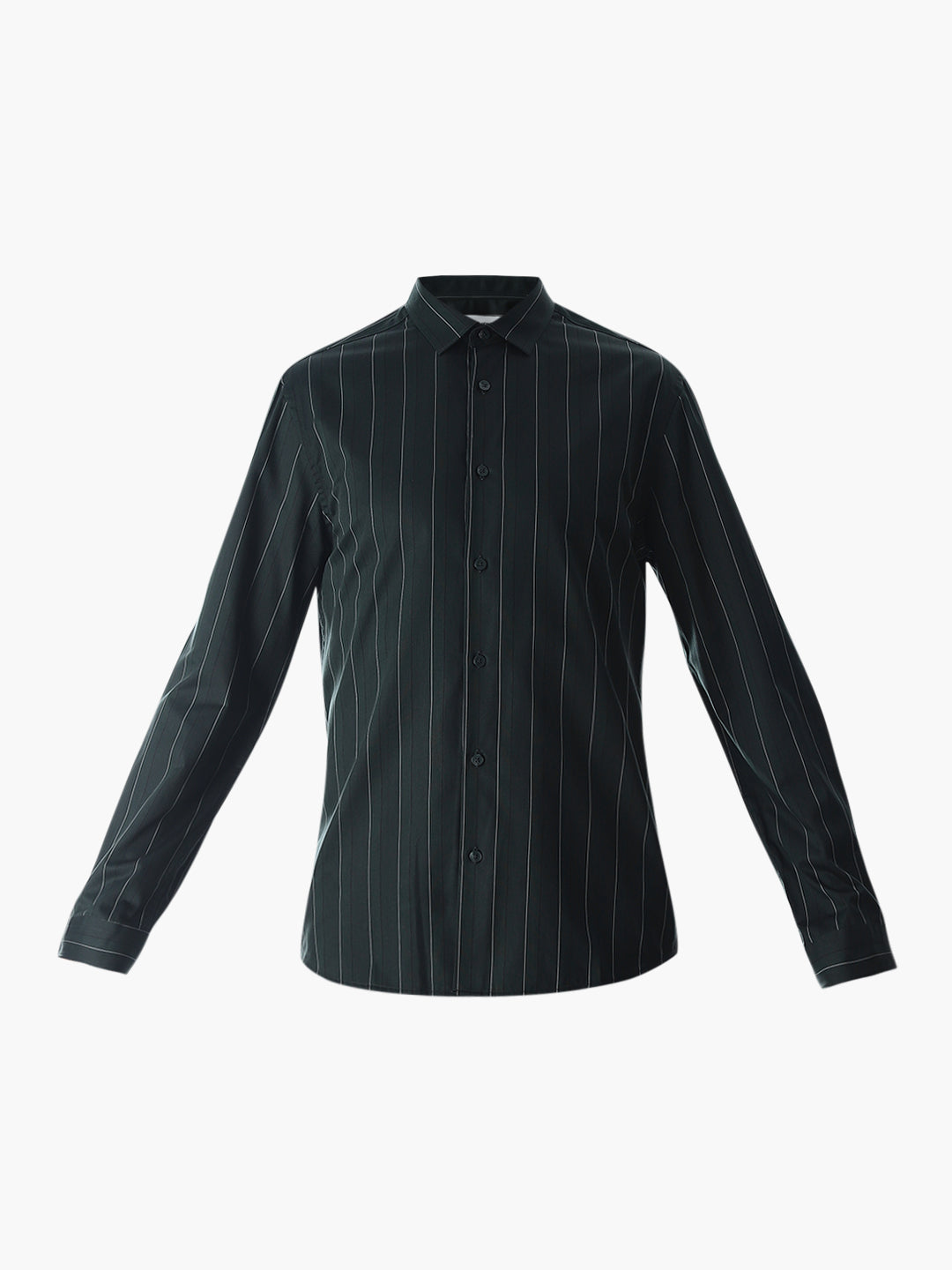 Dark Green Striped Cotton Shirt