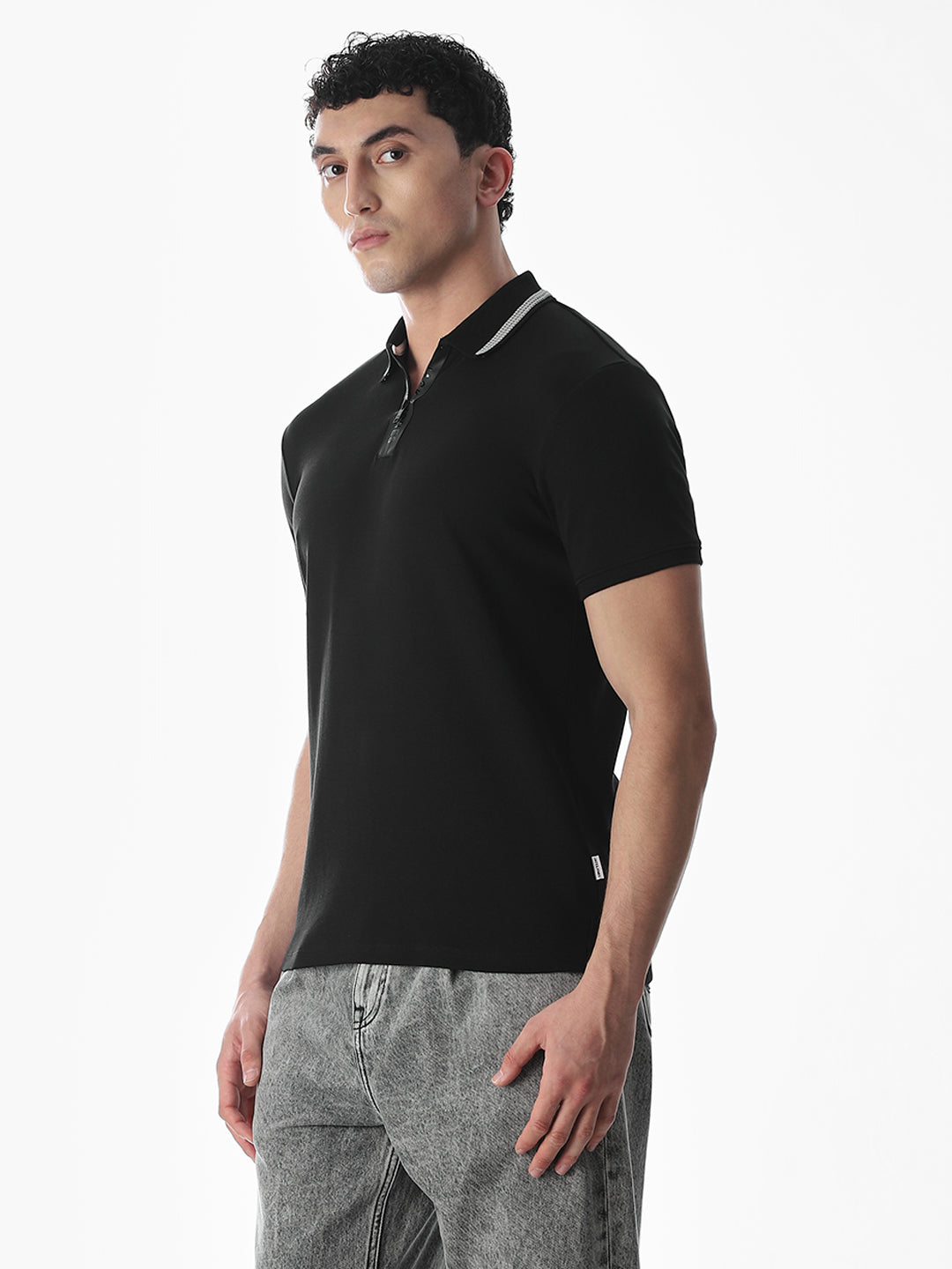 Zip Detail Cotton Polo