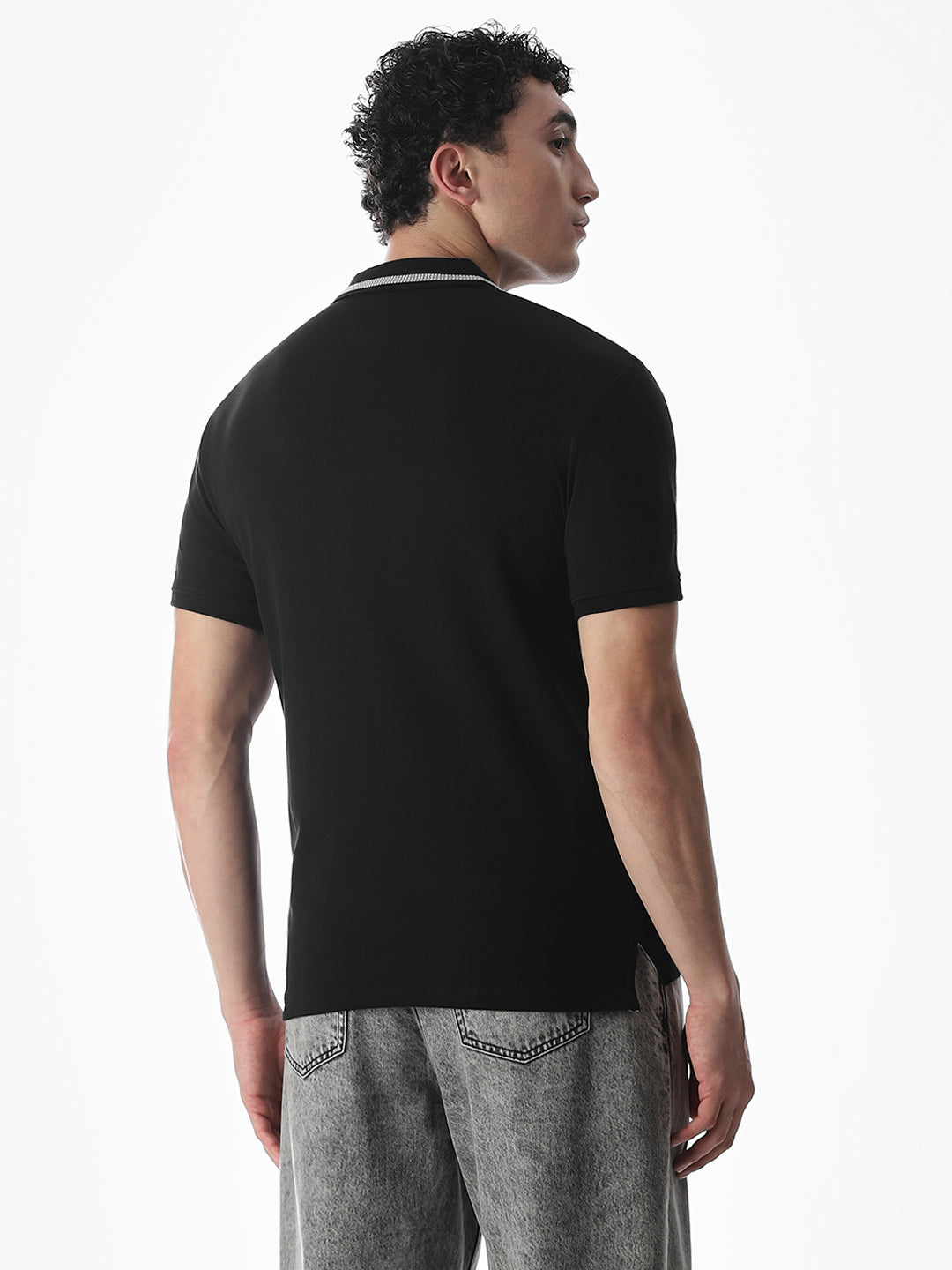 Zip Detail Cotton Polo