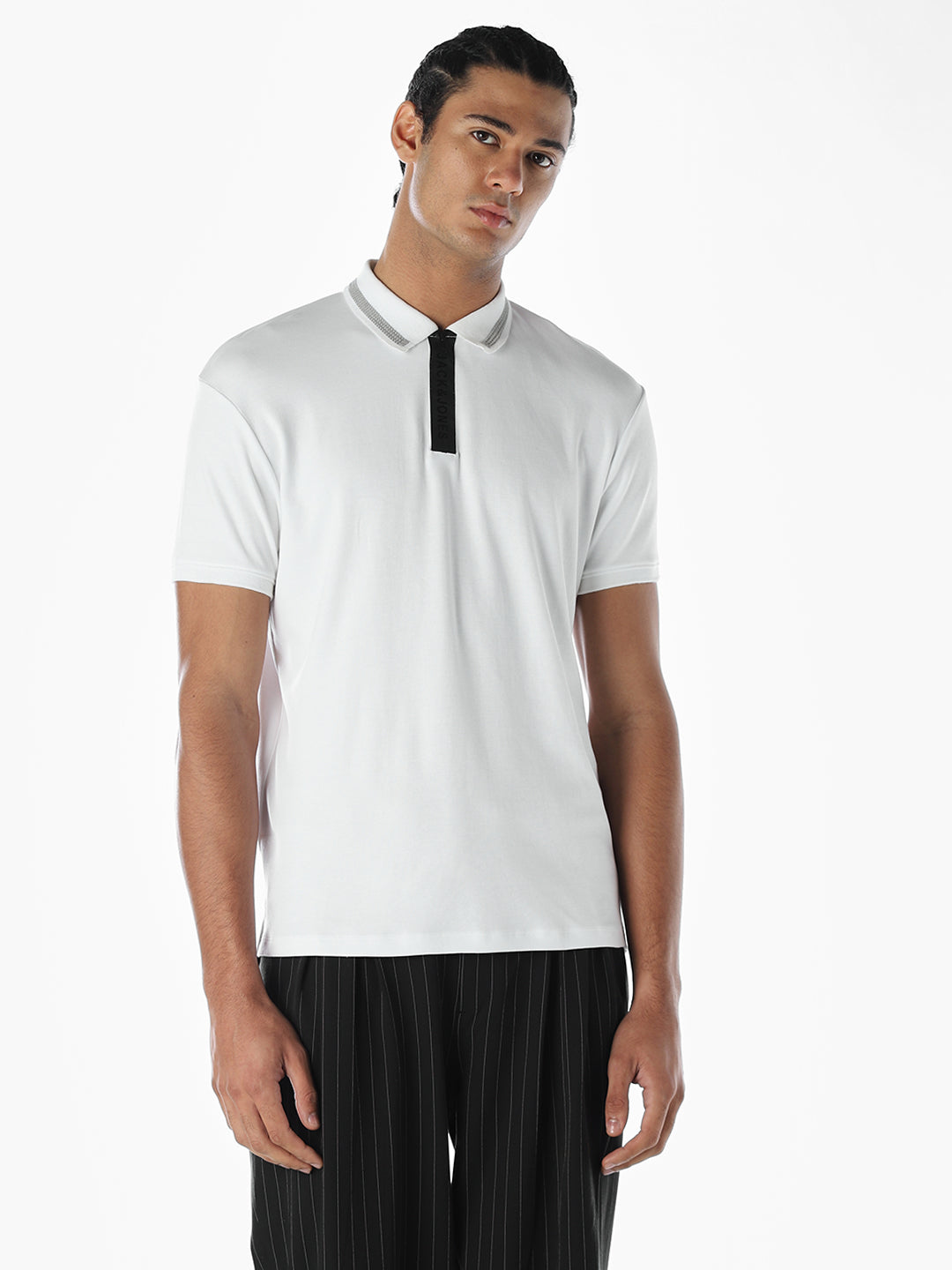 Logo Print Zipped Polo