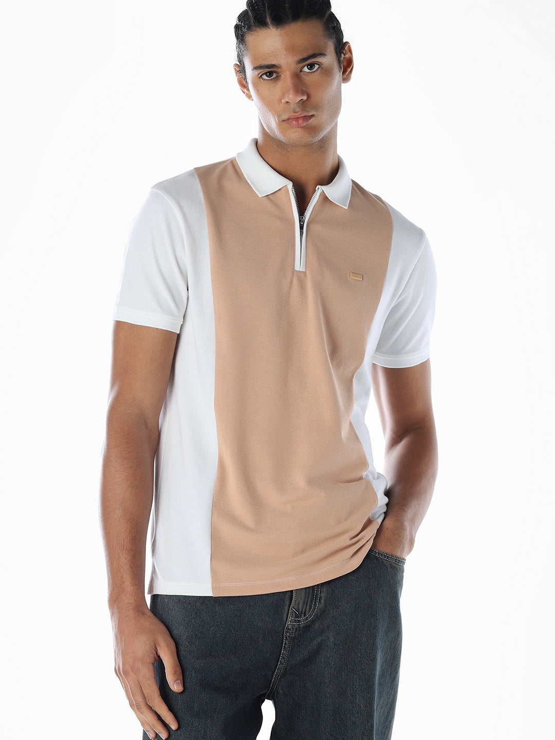 Colourblocked Cut & Sew Polo - S