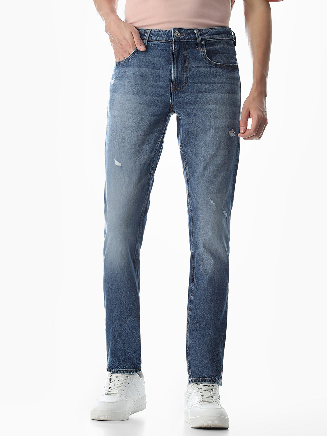 Washed Glenn Slim Fit Jeans - Medium Blue