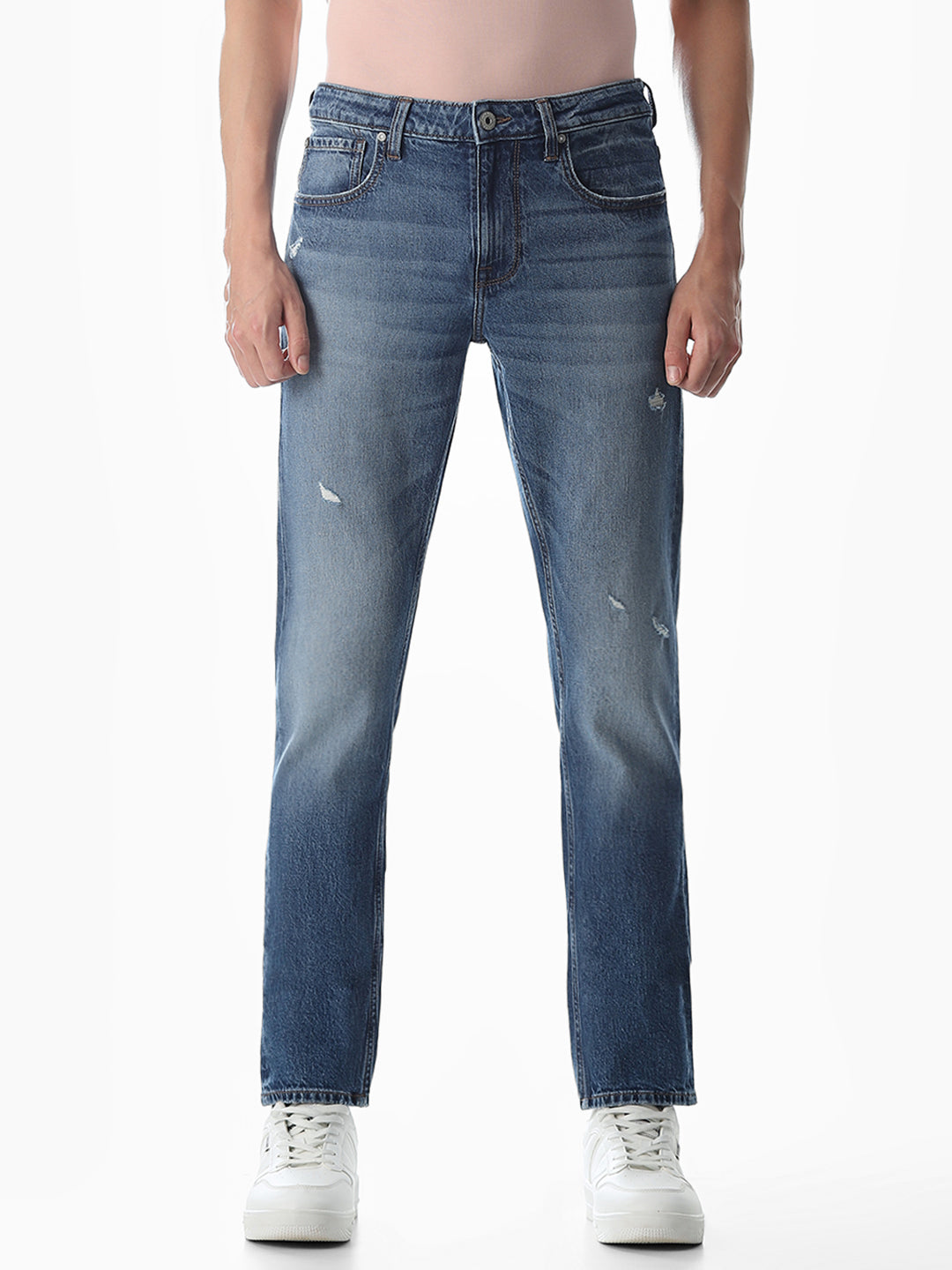 Washed Glenn Slim Fit Jeans - Medium Blue