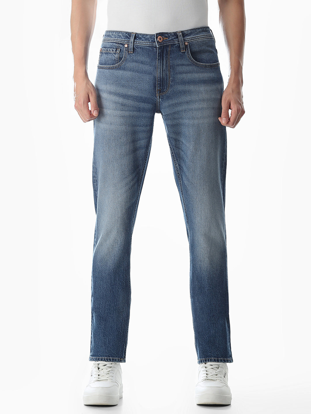 Washed Glenn Slim Fit Jeans - Medium Blue