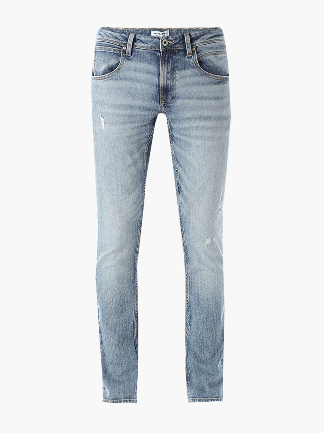 Mildly Distressed 5 Pocket Slim Fit Jeans