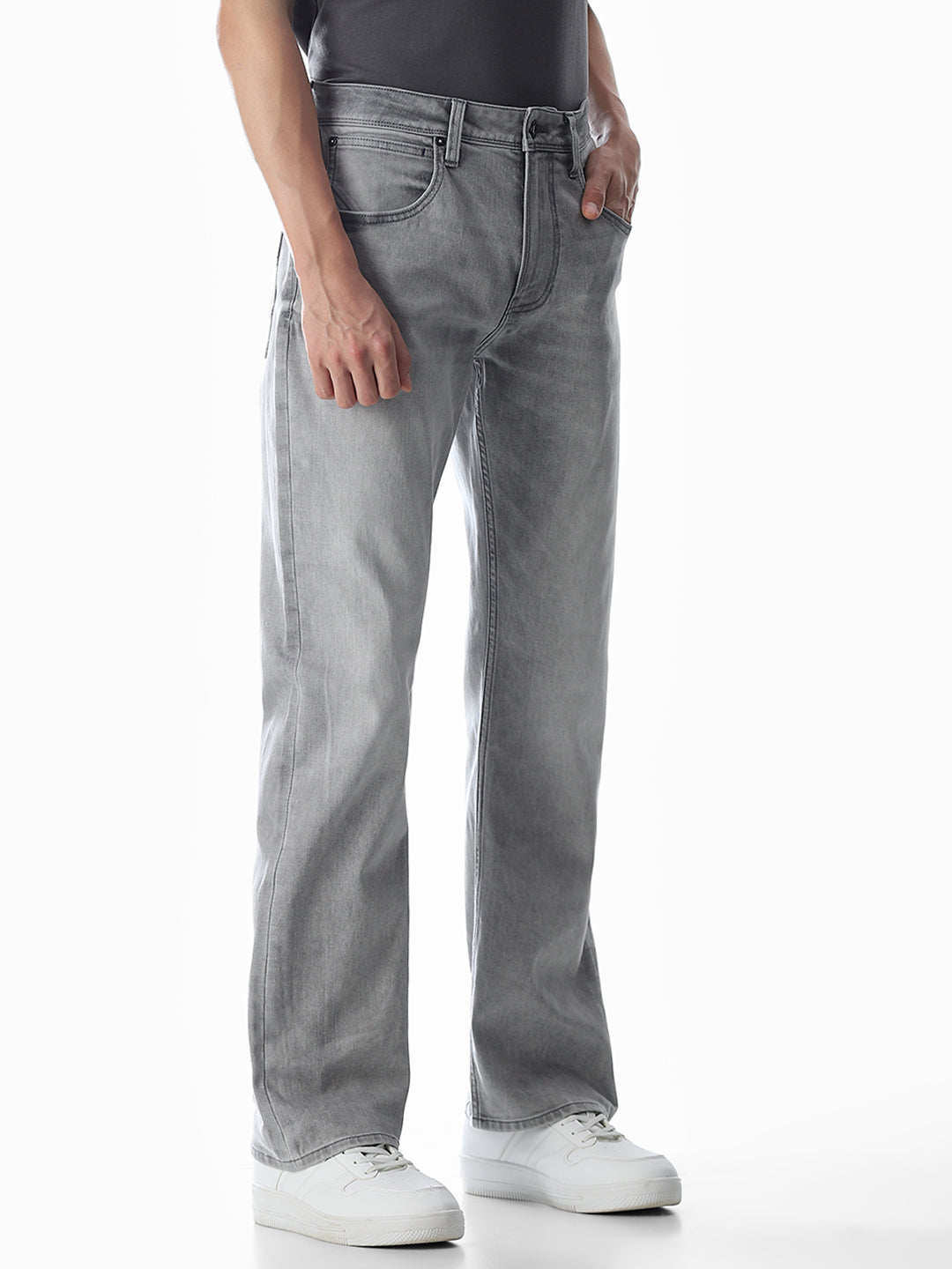 High Rise Cliff Bootcut Jeans - Light Grey