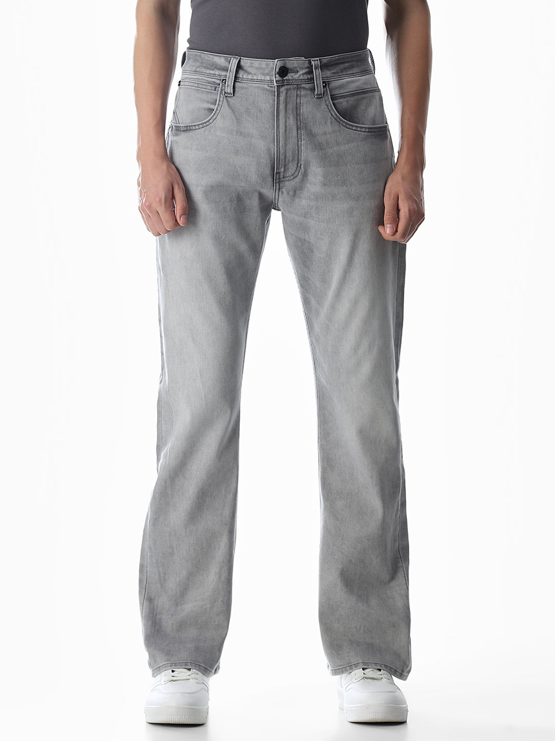 High Rise Cliff Bootcut Jeans - Light Grey