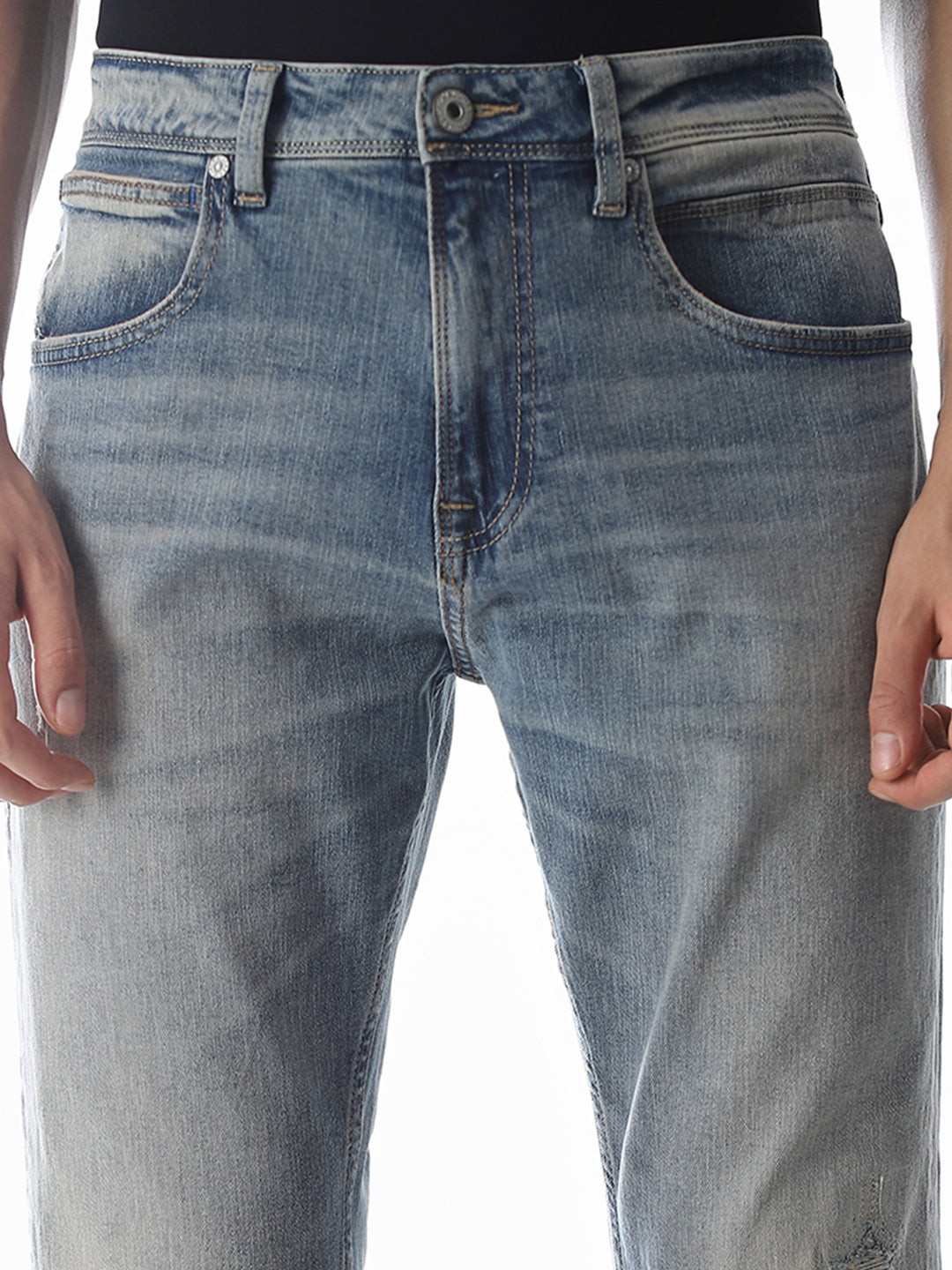 Mildly Distressed Cliff Bootcut Jeans