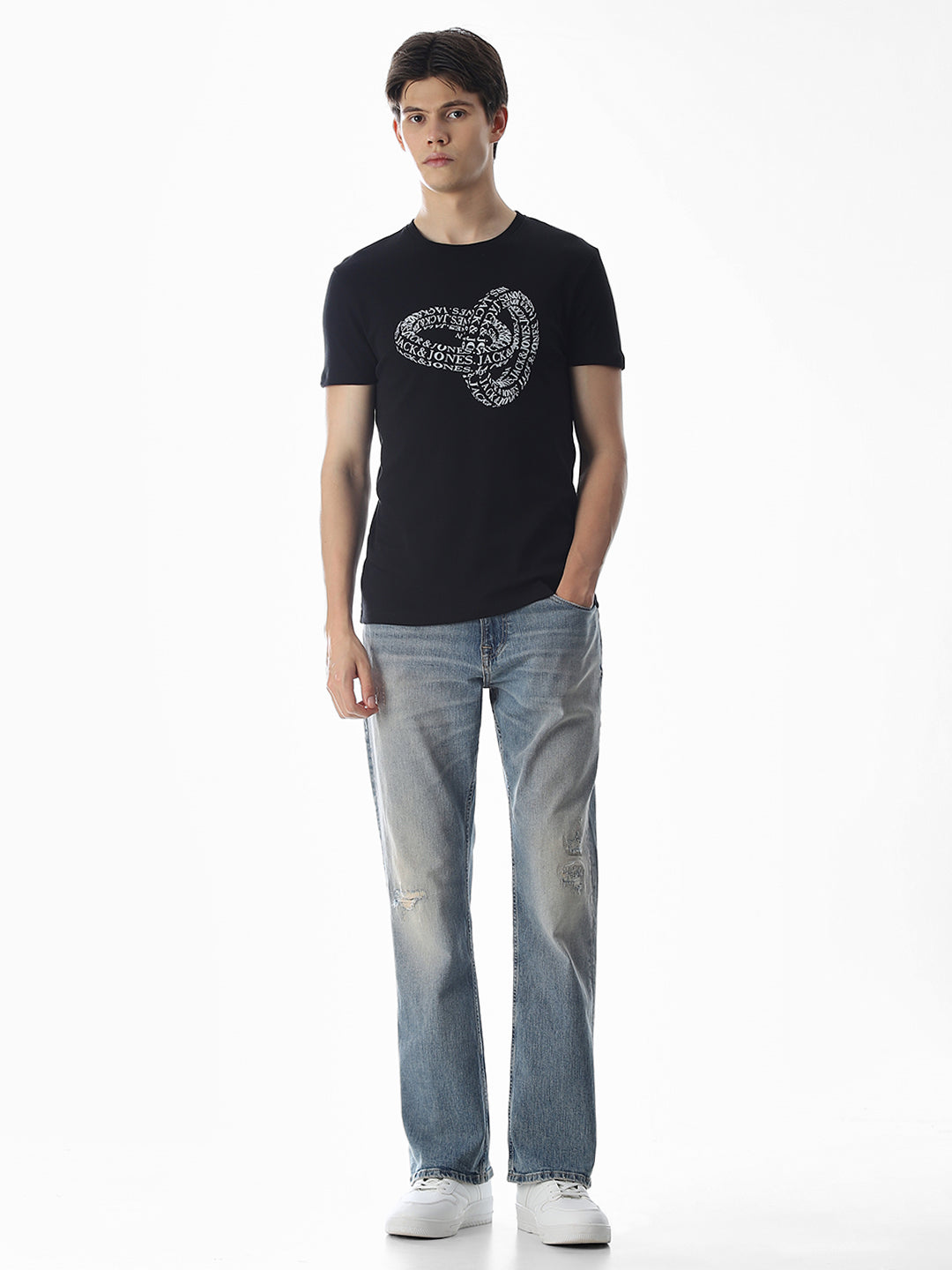 Mildly Distressed Cliff Bootcut Jeans