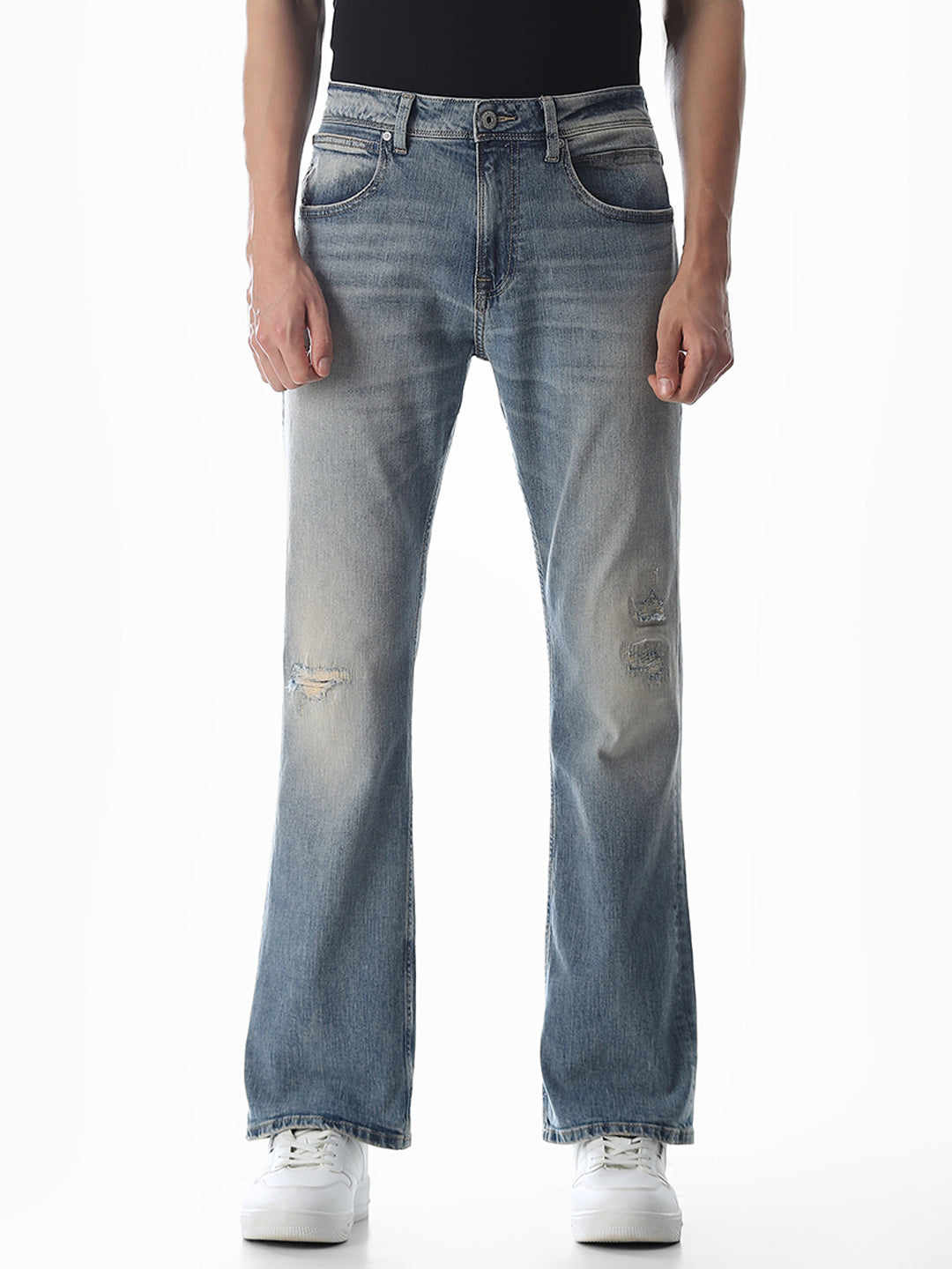 Mildly Distressed Cliff Bootcut Jeans