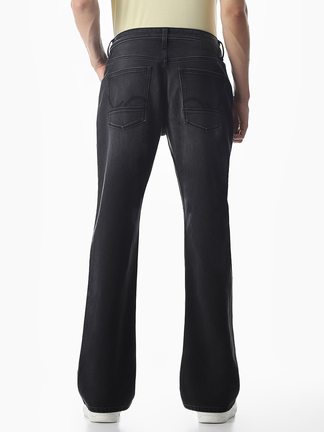 Black Mildly Washed Cliff Bootcut Jeans