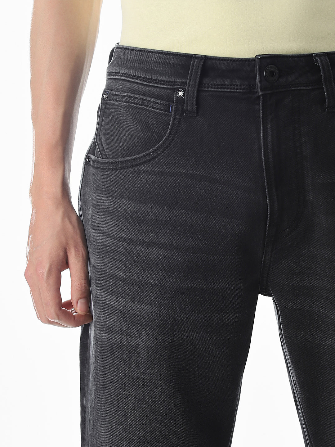 Black Mildly Washed Cliff Bootcut Jeans