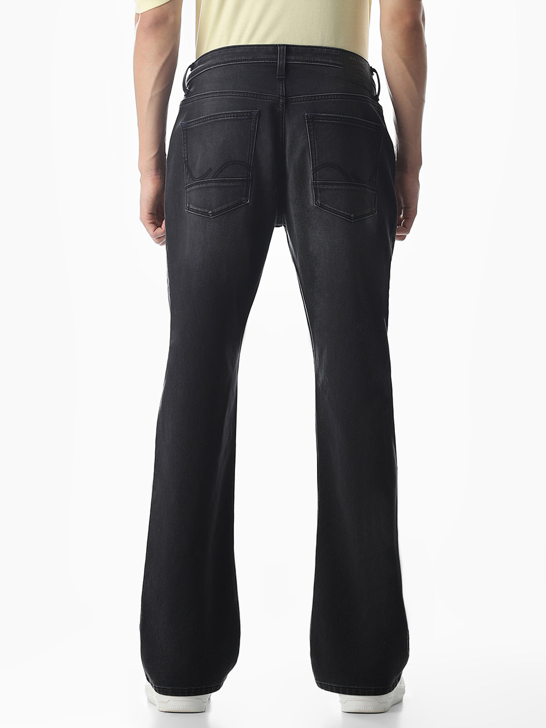 Black Mildly Washed Cliff Bootcut Jeans