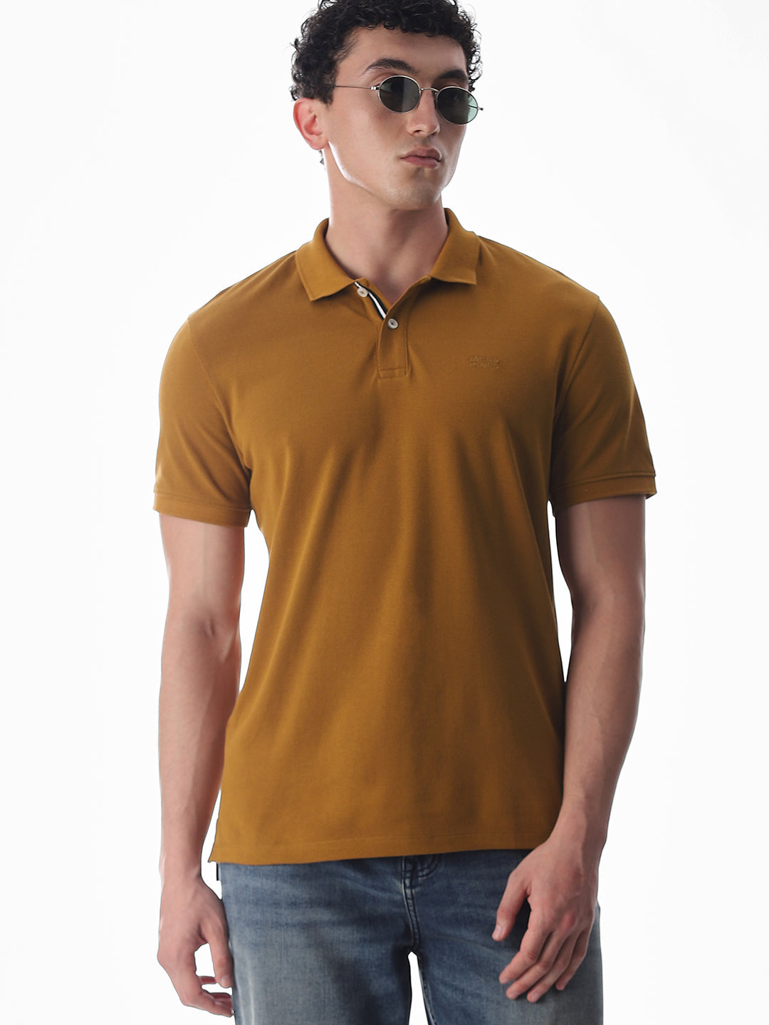 Button Placket Polo - Brown - S