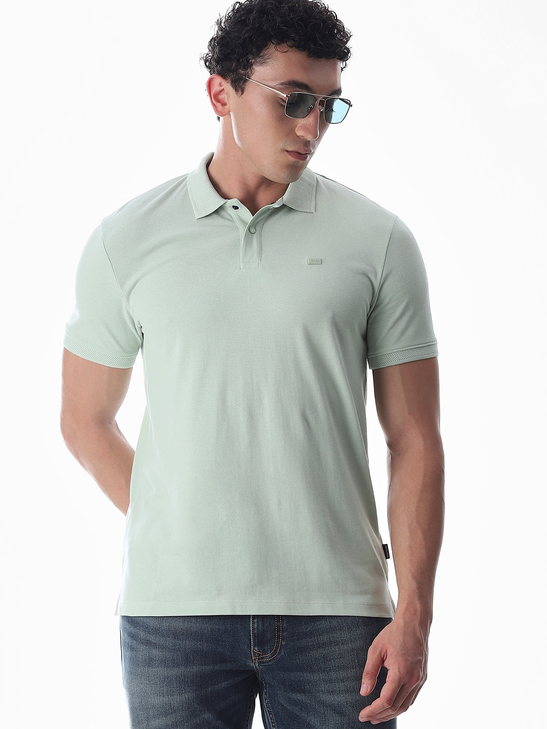 Button Placket Polo - Light Green - S