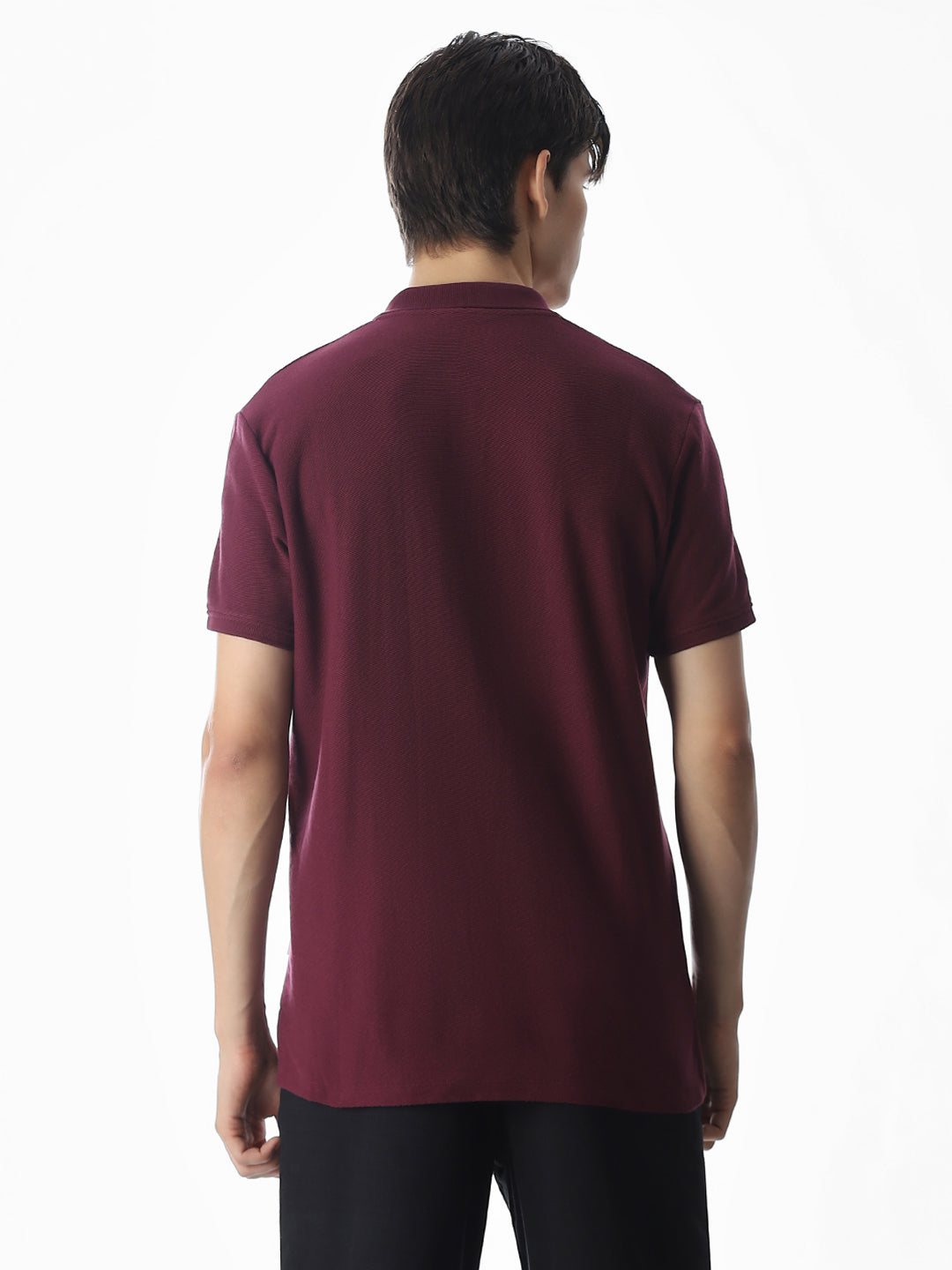 Zipper Detail Cotton Polo - Purple