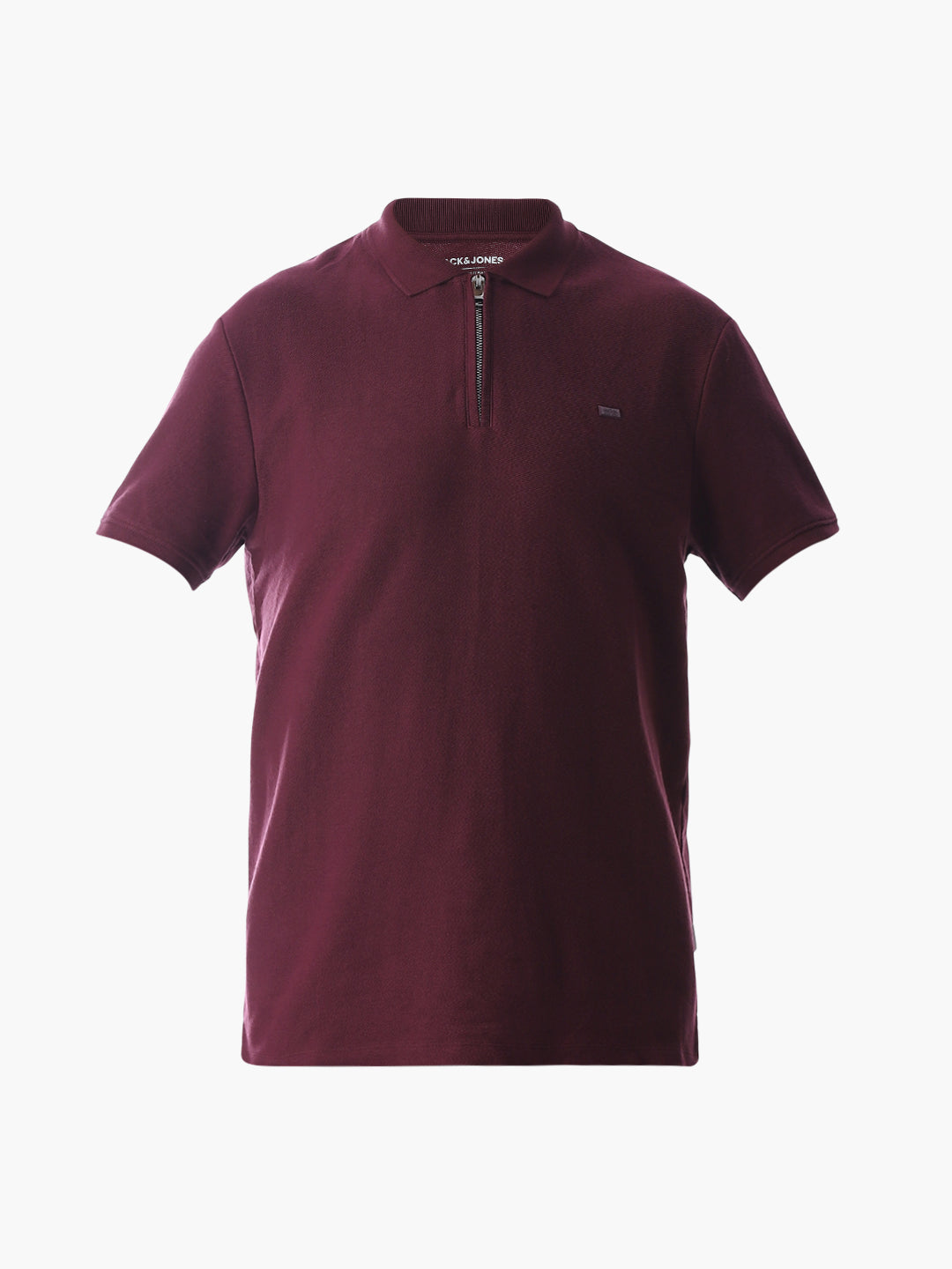 Zipper Detail Cotton Polo - Purple