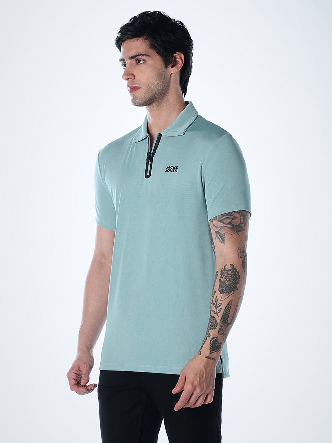 Green Zip-Up Polo