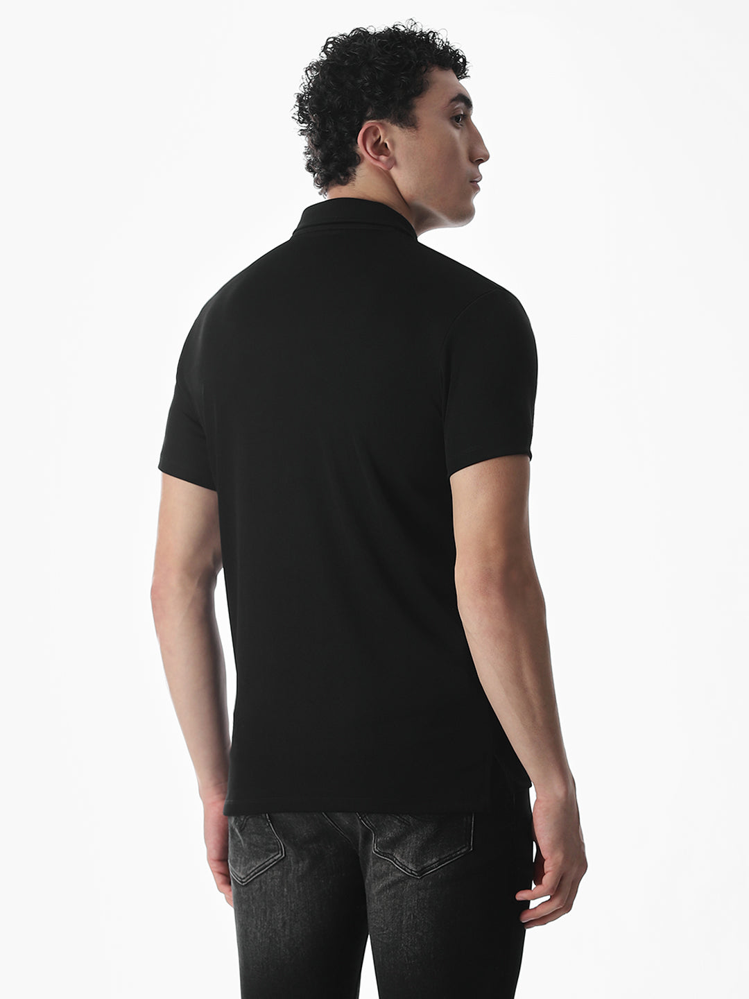 Zipper Detail Polo - Black
