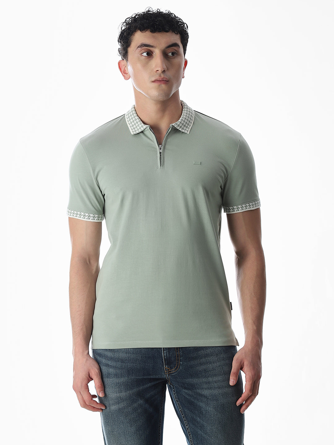 Zipper Detail Polo - Green