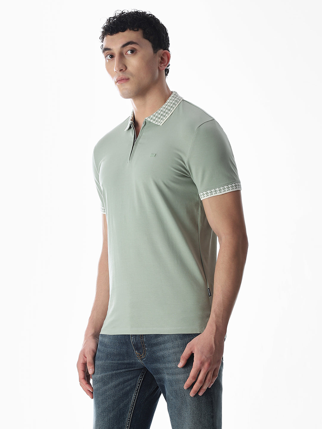 Zipper Detail Polo - Green