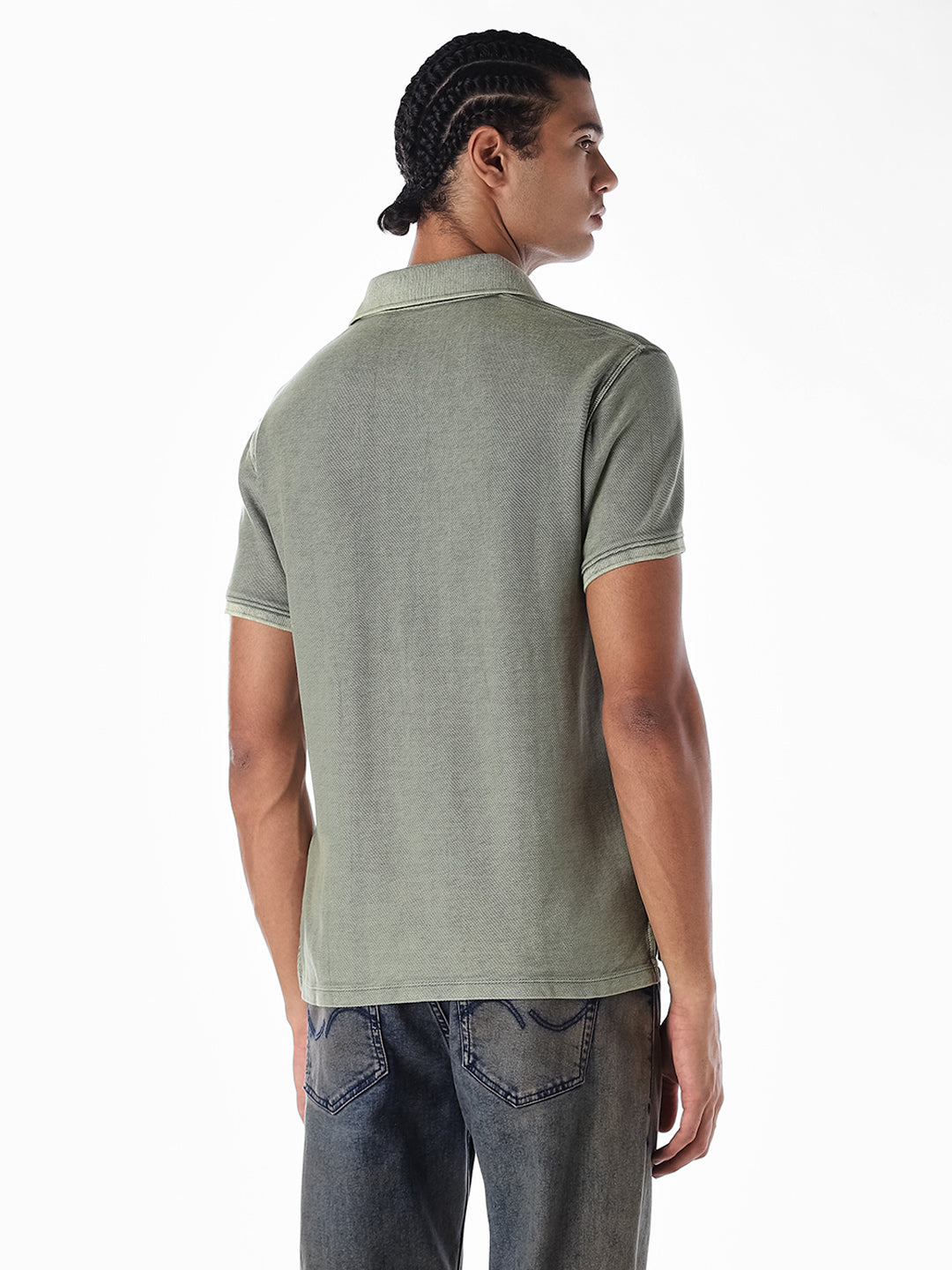 Acid Washed Cotton Polo - Green