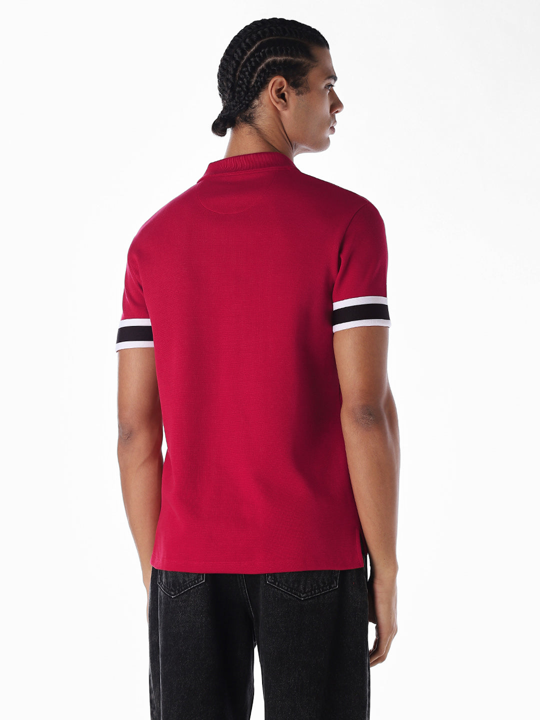 Red Printed Stretch Polo