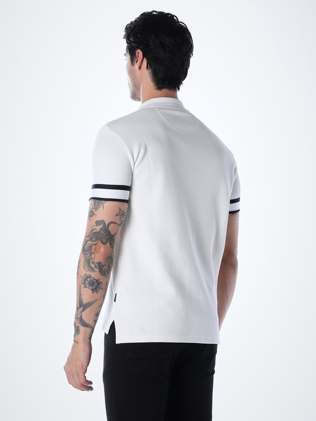White Printed Polo