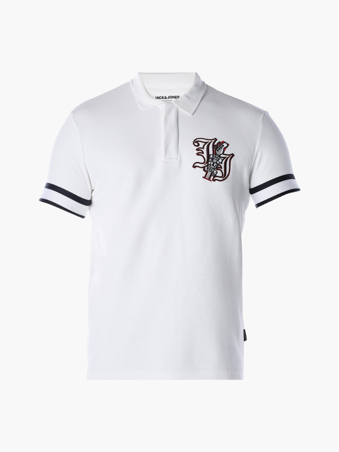White Printed Polo