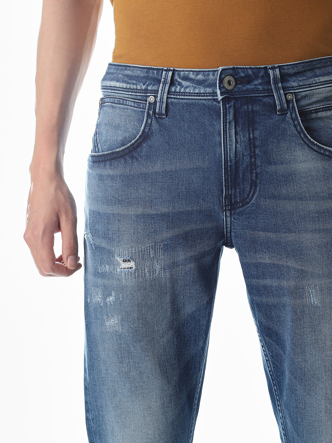 Distressed Glenn Slim Fit Jeans - Blue