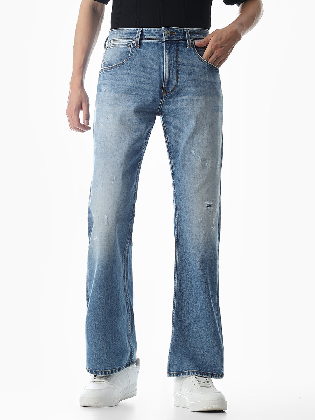 Mildly Distressed Cliff Bootcut Jeans - 28/30