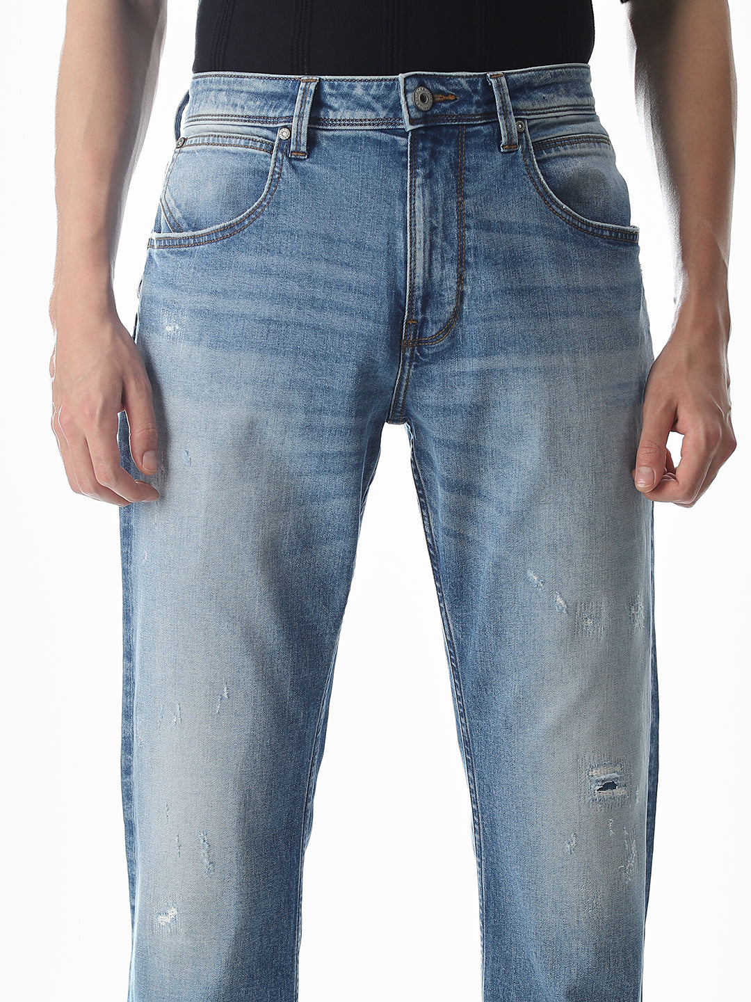 Mildly Distressed Cliff Bootcut Jeans