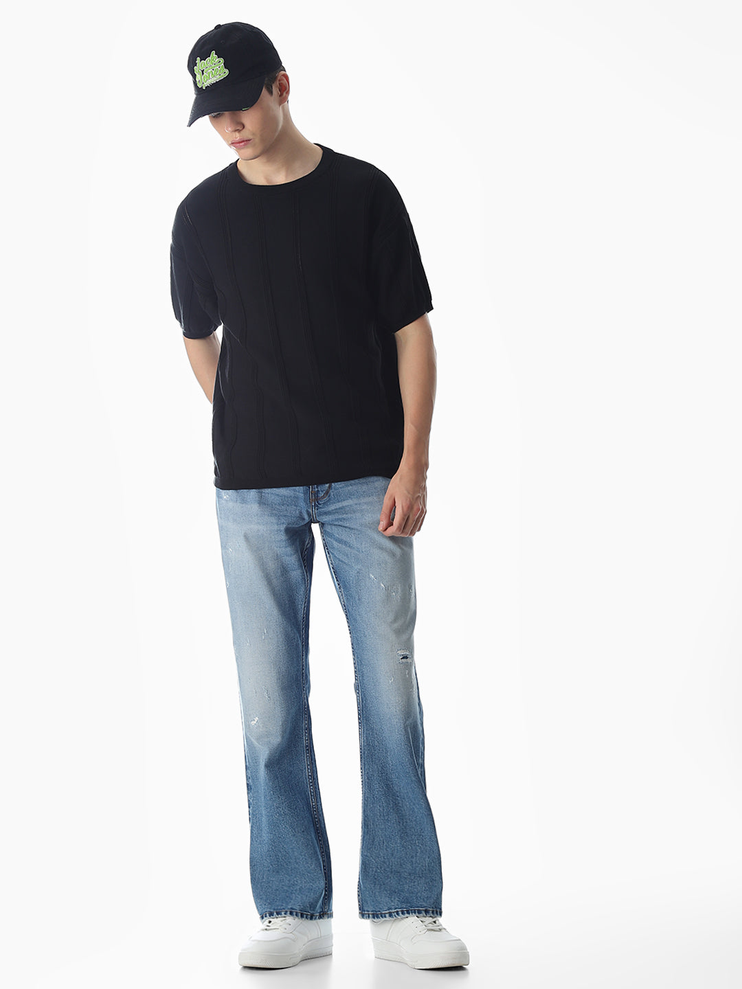 Mildly Distressed Cliff Bootcut Jeans