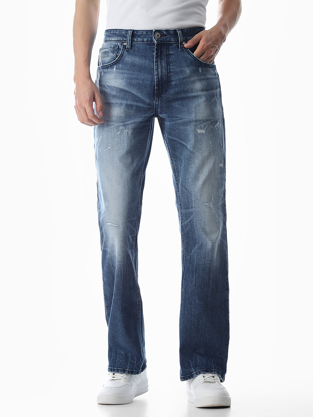 Mildly Distressed Cliff Bootcut Jeans - 28/30