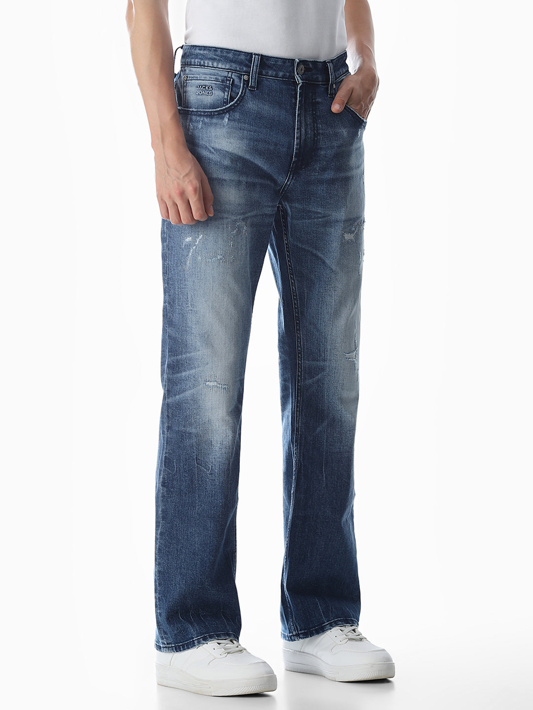 Mildly Distressed Cliff Bootcut Jeans