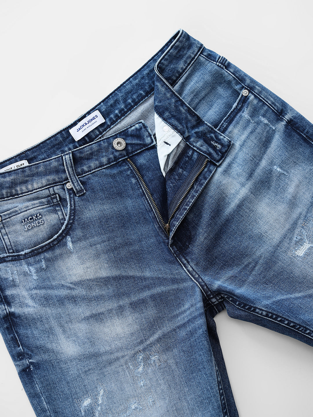 Mildly Distressed Cliff Bootcut Jeans