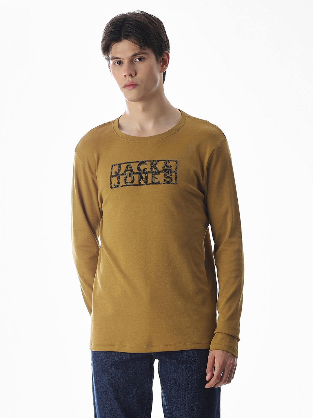 Logo Print Full Sleeves T-shirt - Brown