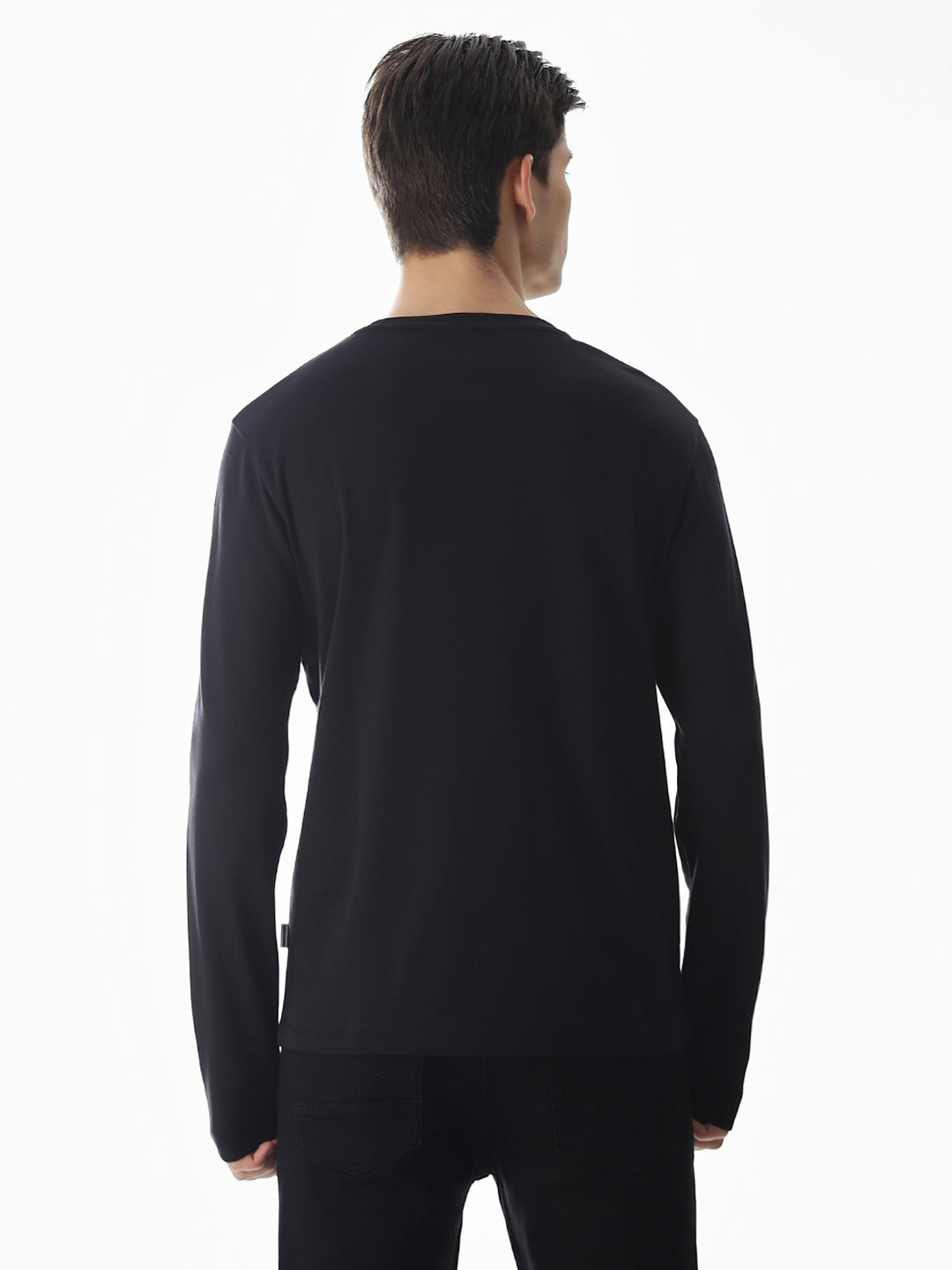 Logo Print Full Sleeves T-shirt - Black