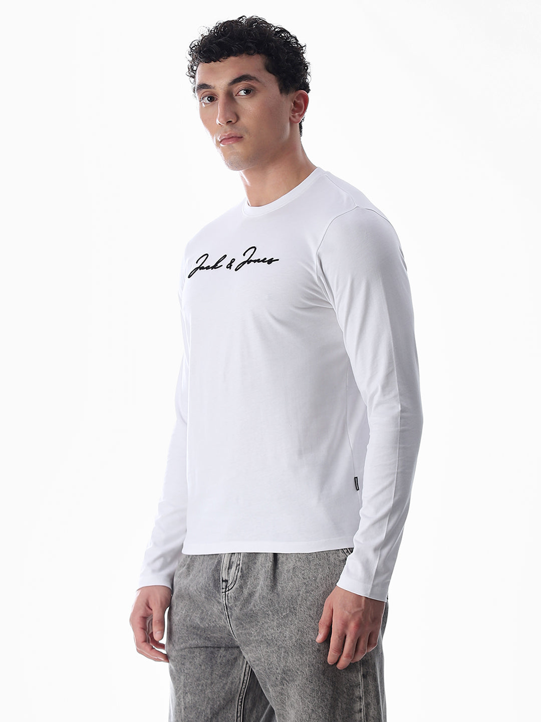 Logo Print Full Sleeves T-shirt - White