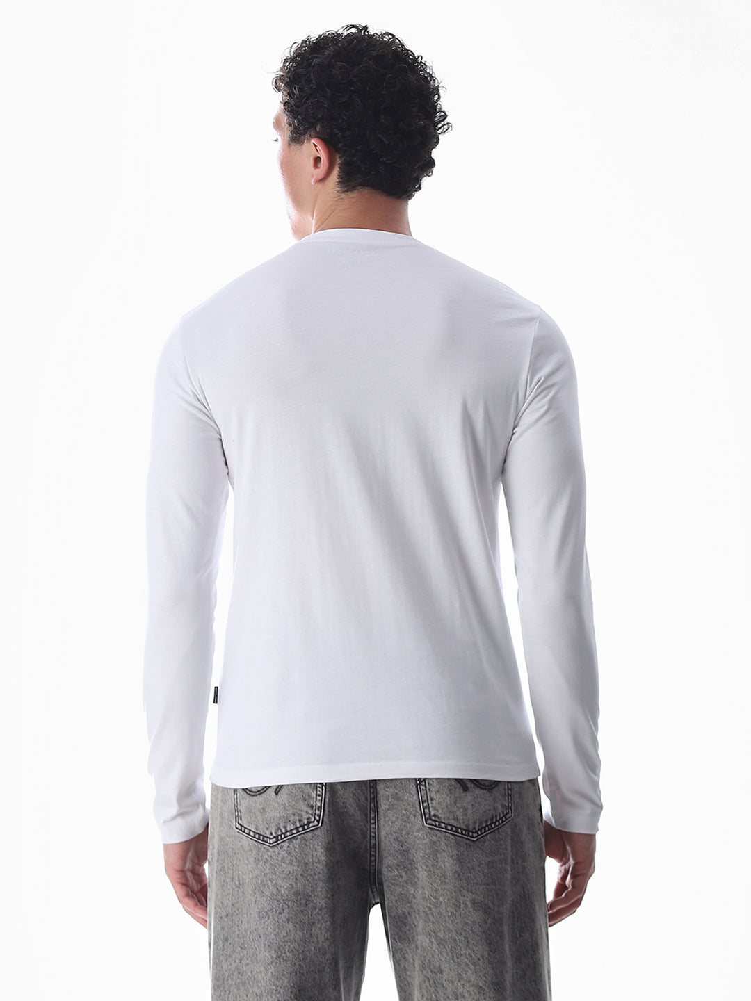 Logo Print Full Sleeves T-shirt - White