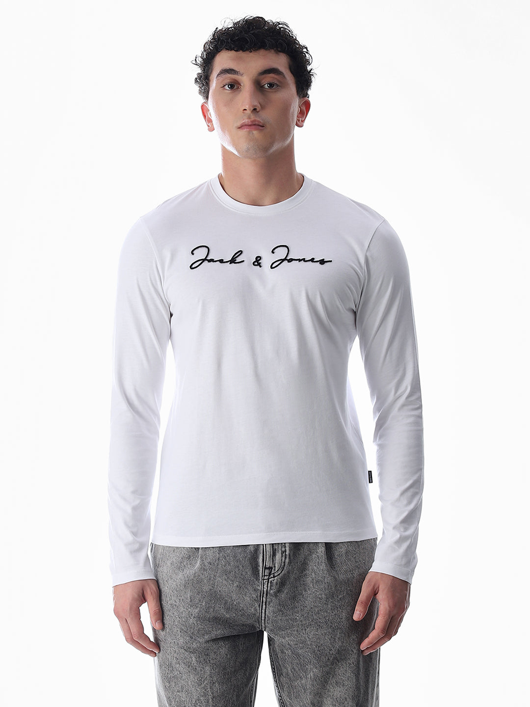 Logo Print Full Sleeves T-shirt - White