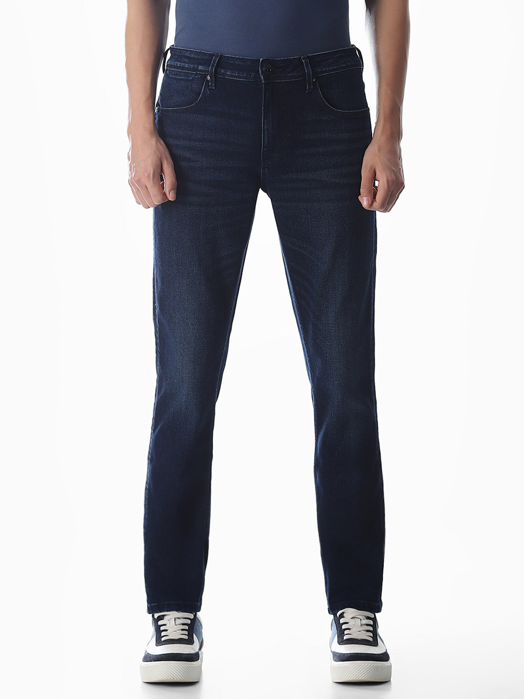Washed Glenn Slim Fit Jeans - Dark Blue