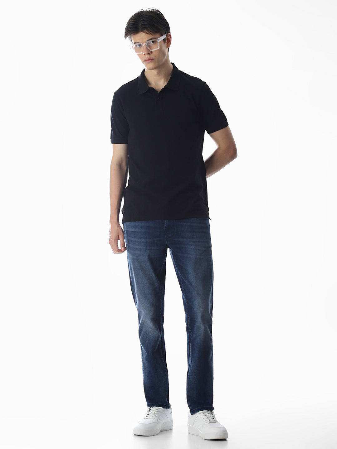 Washed Glenn Slim Fit Jeans - Dark Blue