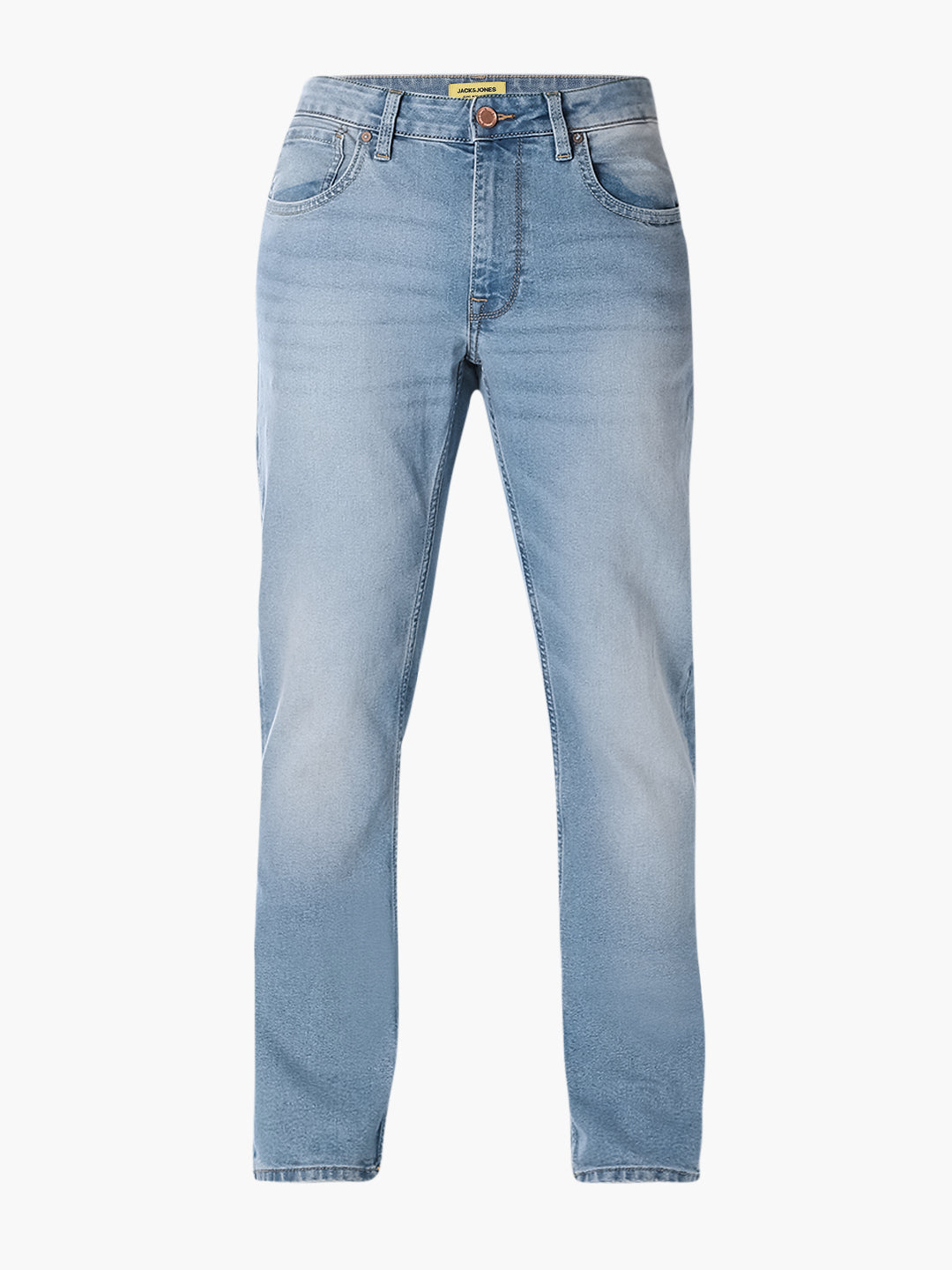Men Straight Fit Light Blue Denim Jeans With Light Fade