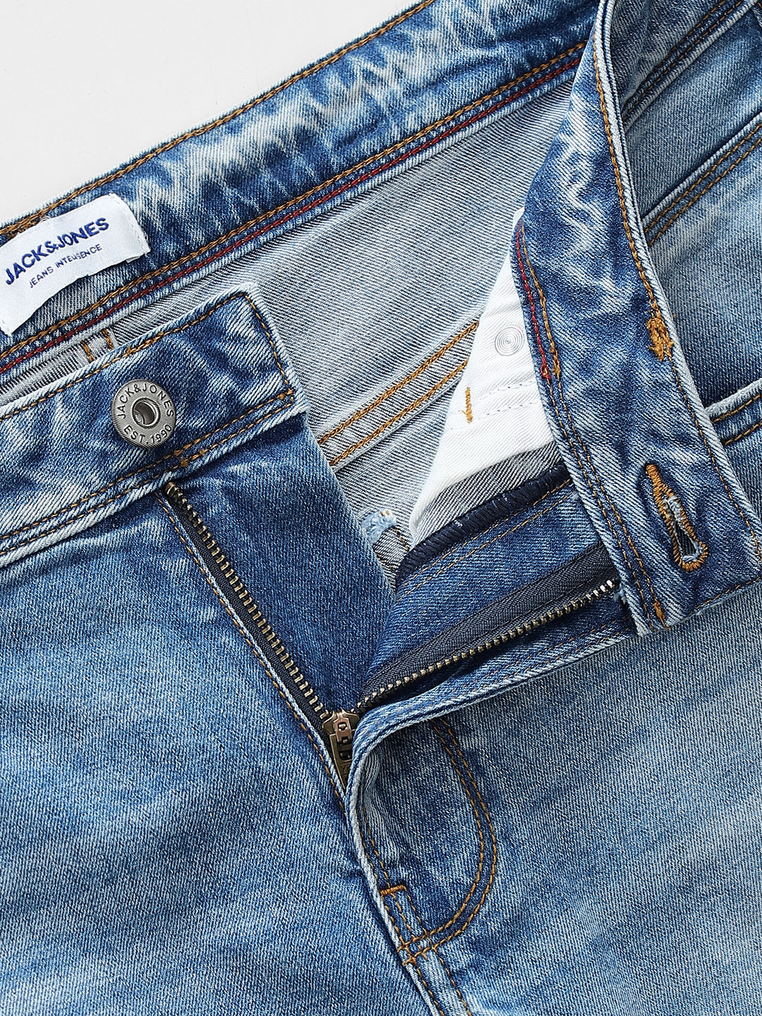 Mildly Distressed Cropped Brak Slim Jeans
